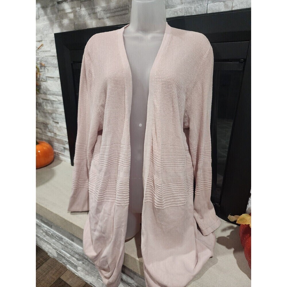 Ann Taylor Factory Woman’s Long Open Cardigan Sweater Rosy Pink XL 100% Cotton